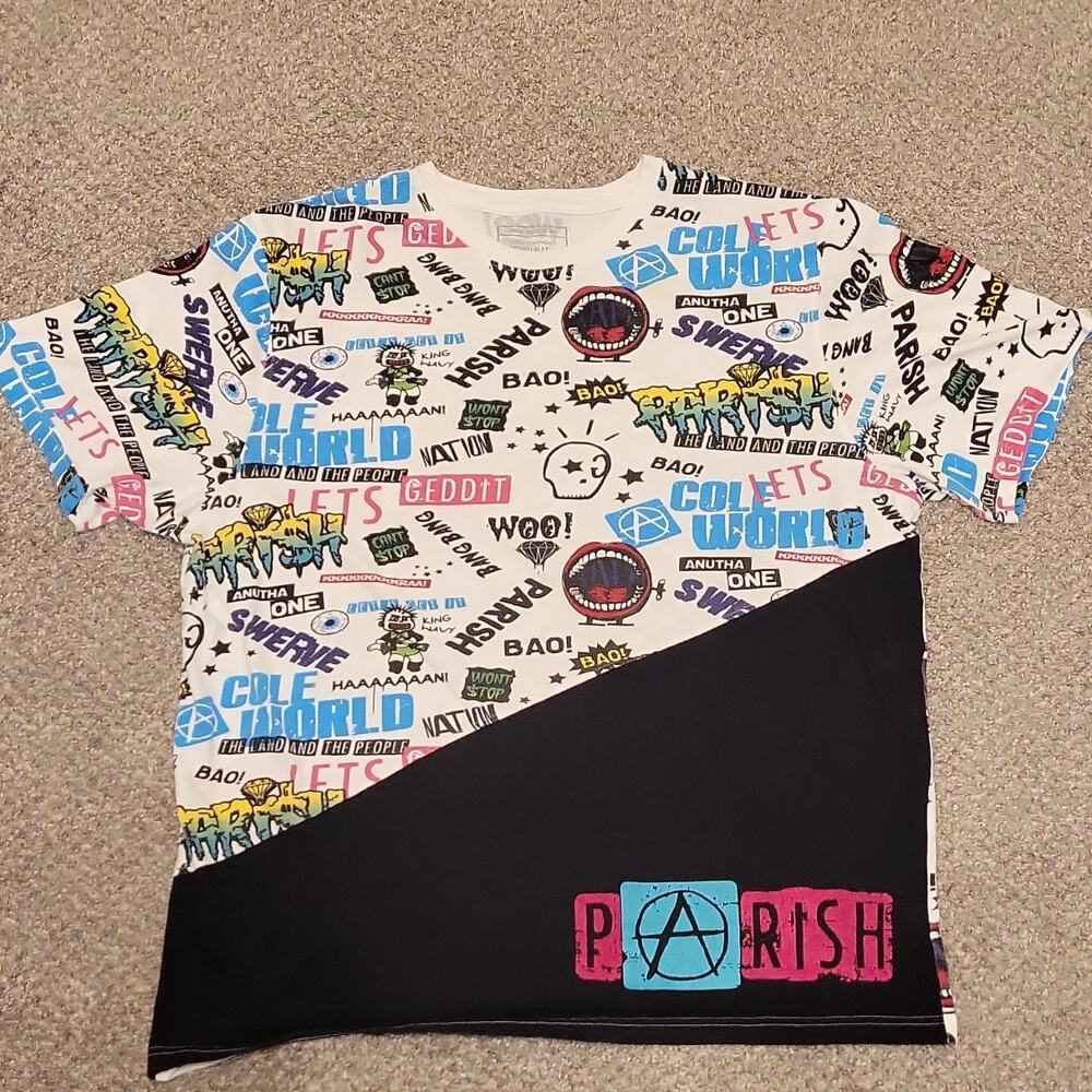 Parish Nation Graphic Print T-Shirt 3XL Cotton Multicolor Men's Short Sleeve